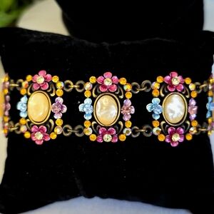 Vintage Antique Gold Floral Chain Bracelet